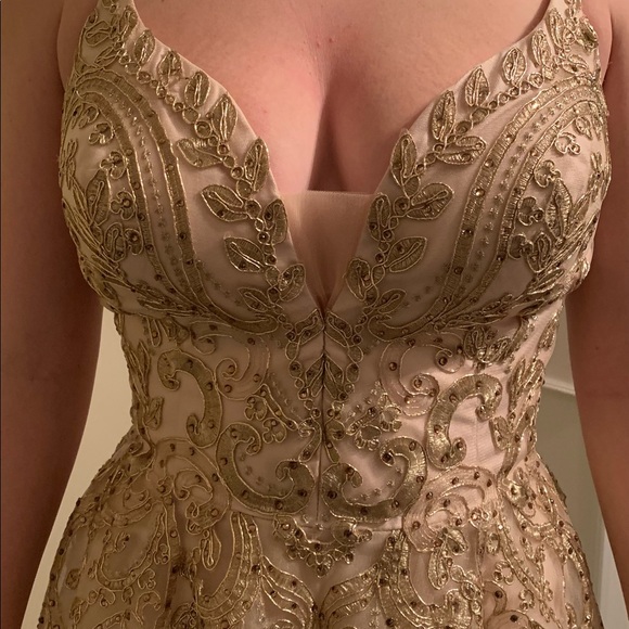 Champagne and gold prom gown - Picture 8 of 11